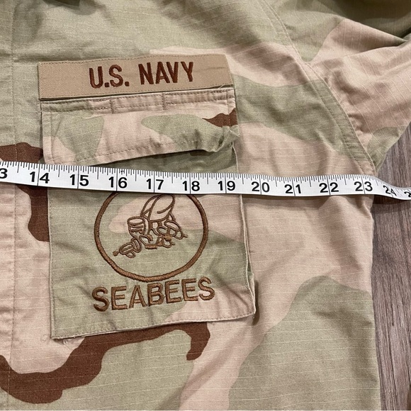 US NAVY SEABEES Desert Camo Camouflage Combat Ripstop Jacket Coat Mens M Regular - Picture 6 of 11